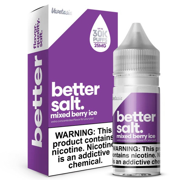 Mixed Berry Ice by Better Salt, is juicy tart and sweet berries and icy menthol.